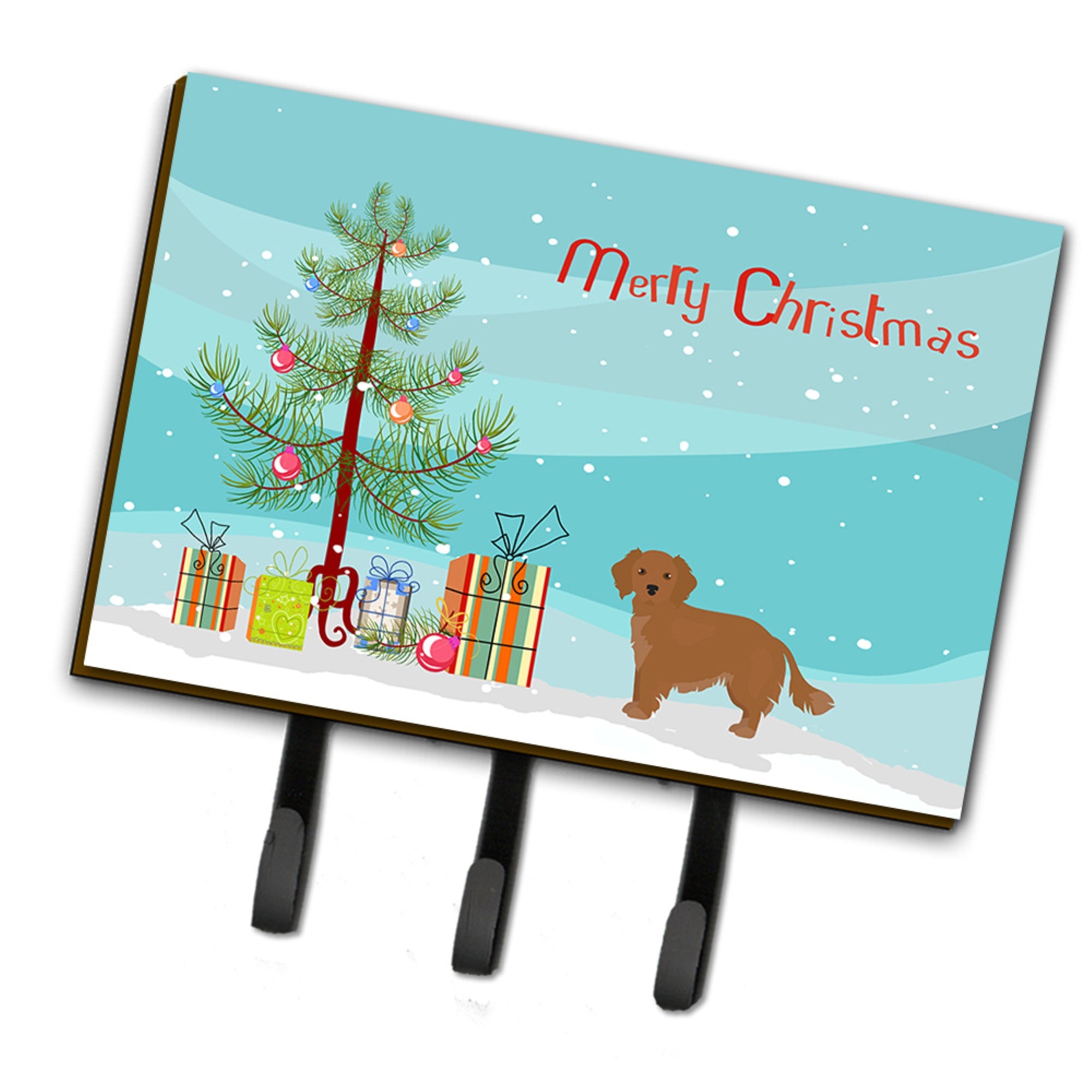 Caroline'S Treasures Small Greek Domestic Dog Kokoni Christmas Tree Leash Or Key Holder Hooks, Multicolor